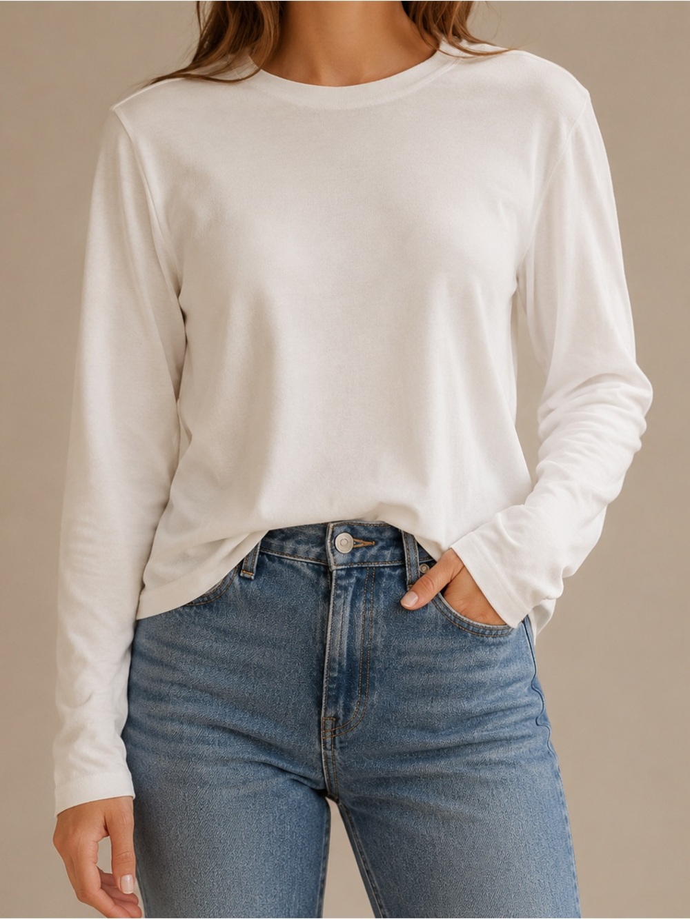 Zara White Long Sleeve Crewneck Top Size Large NWT